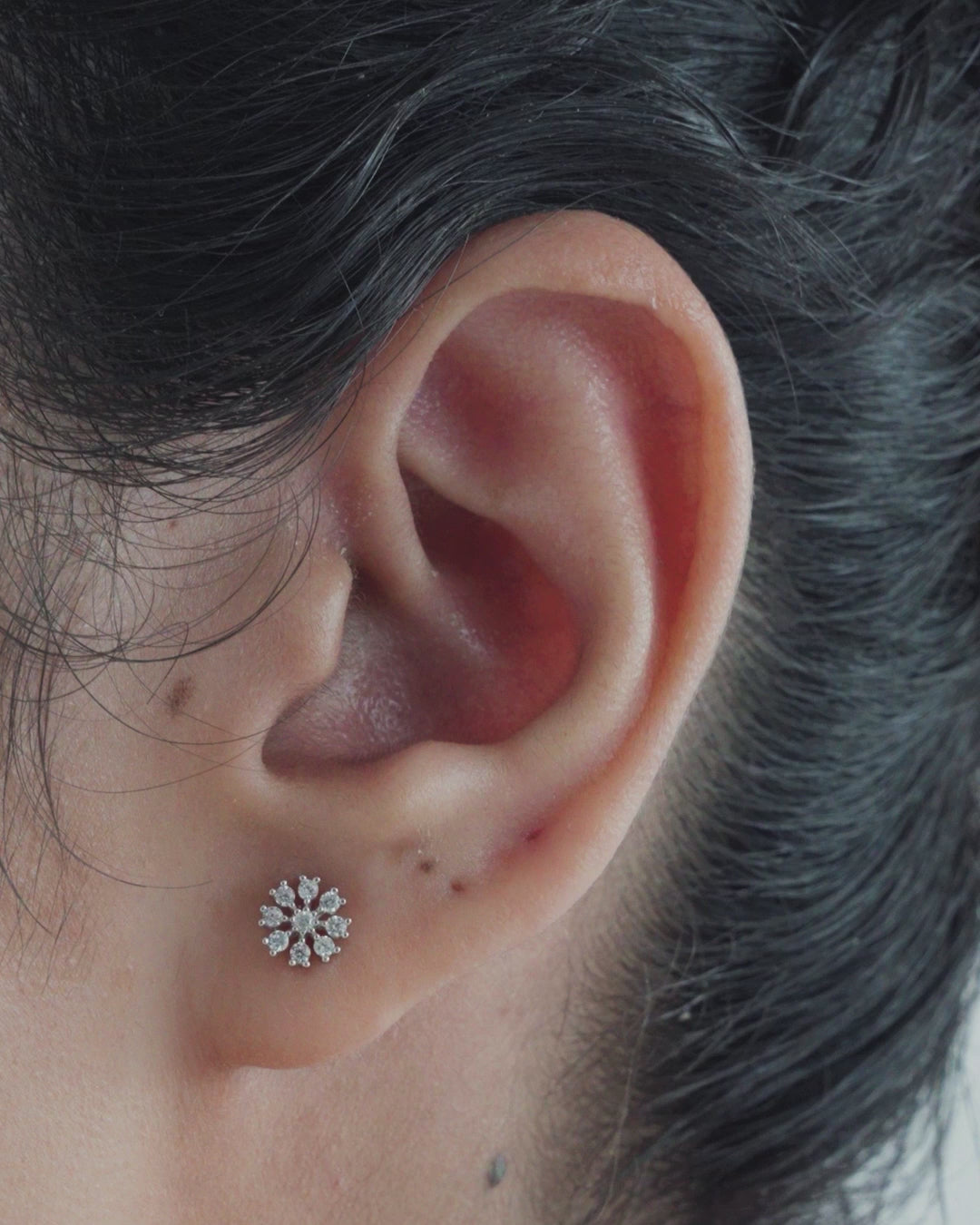 Floral Flat Back Screw Stud Earrings