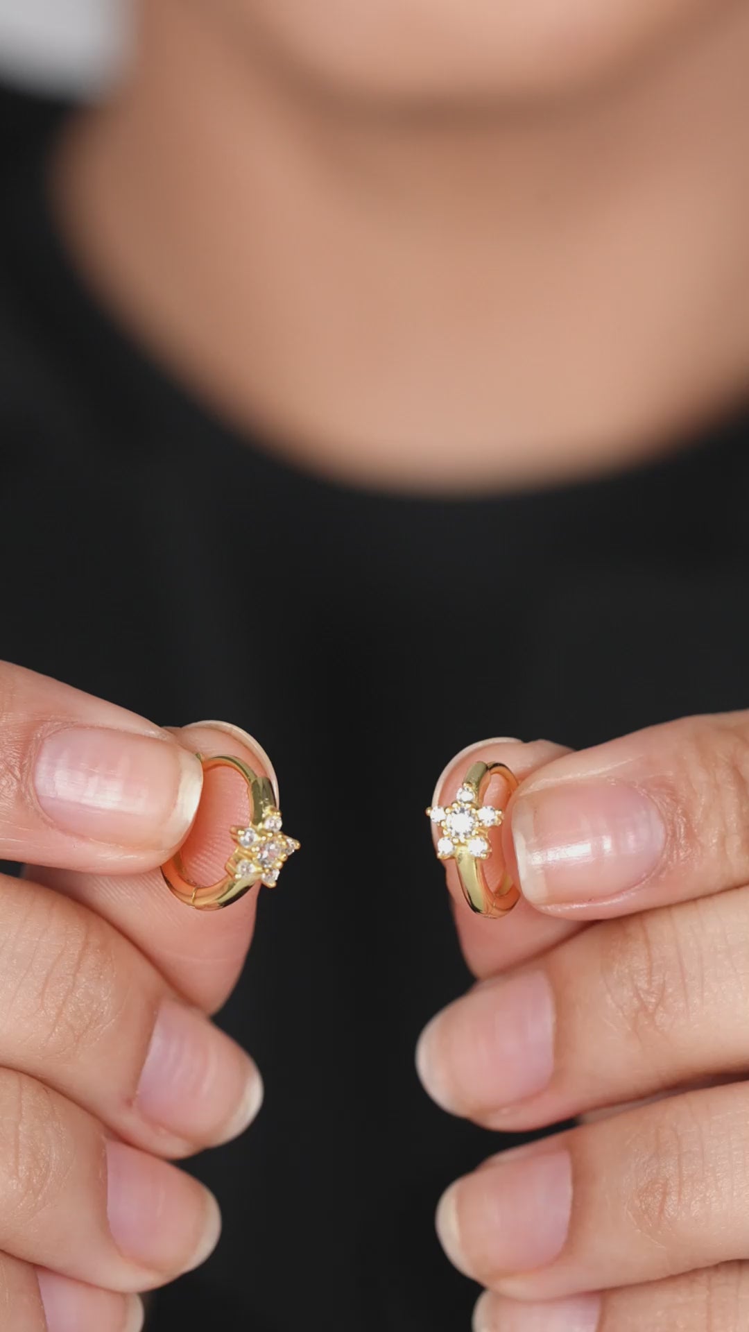Floral Silver Hoops Earrings