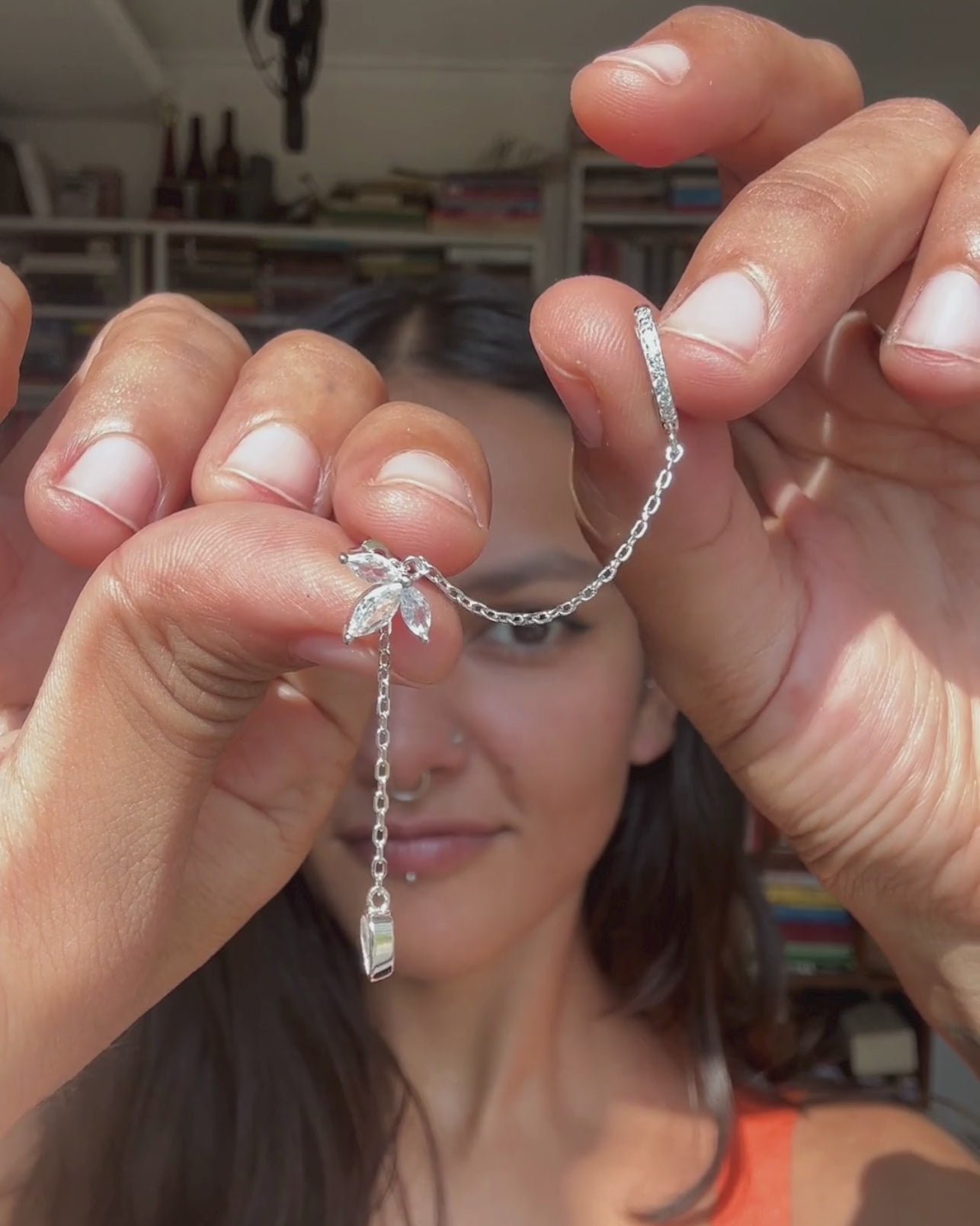 Lotus Petal Chain Connector Earrings