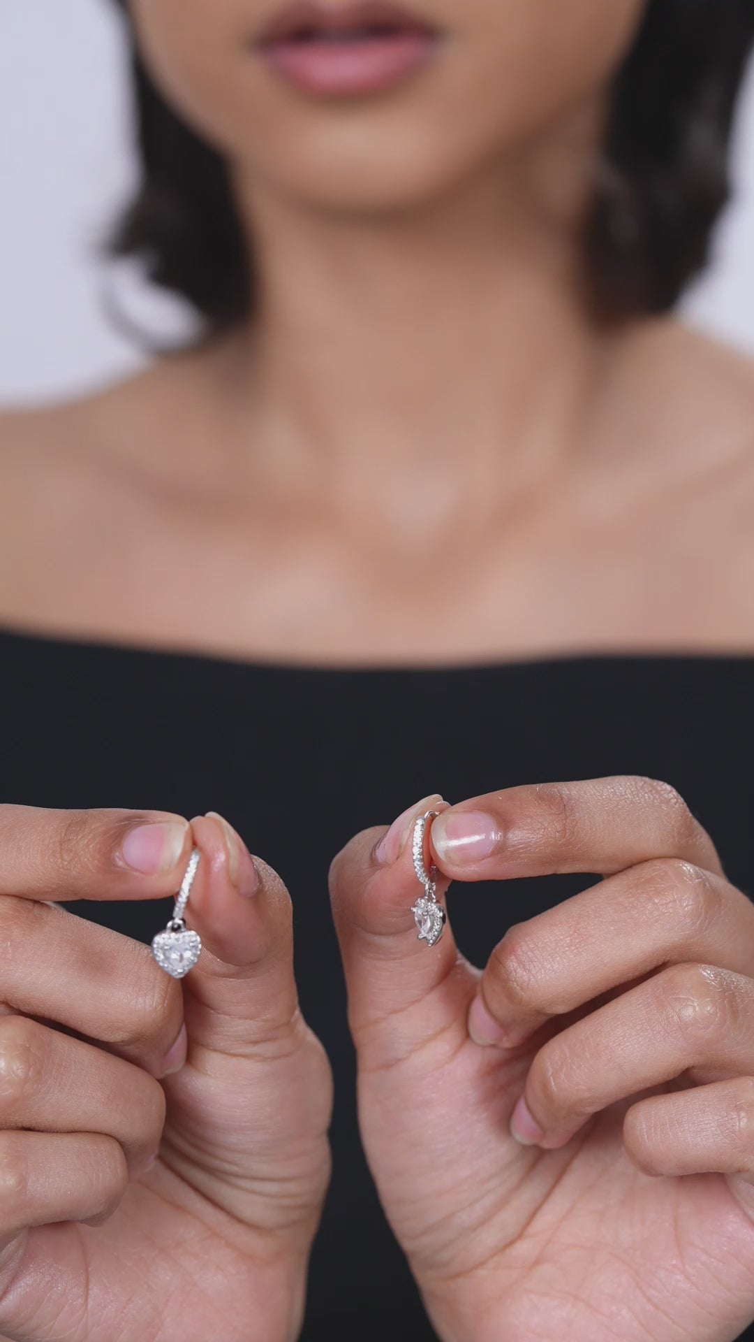 Eternal Love Solitaire Heart Hoops Earrings