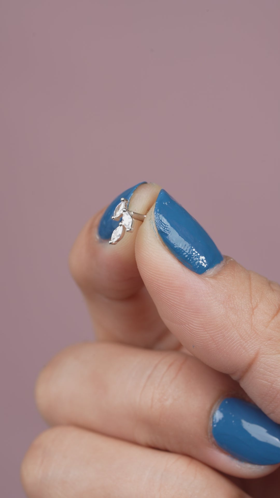 Zirconia Leaflet Climber Flat Back Screw Stud Earrings