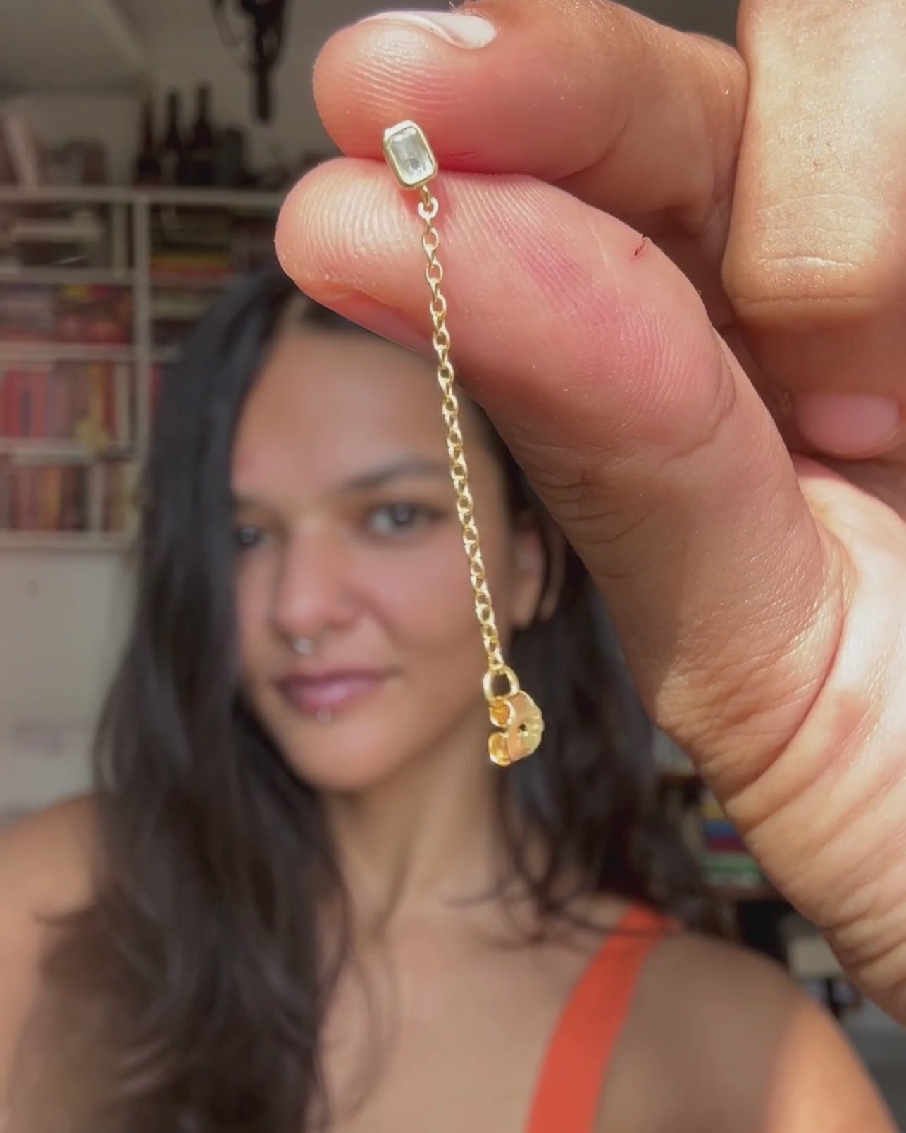 Baguette Chain Drop Earrings