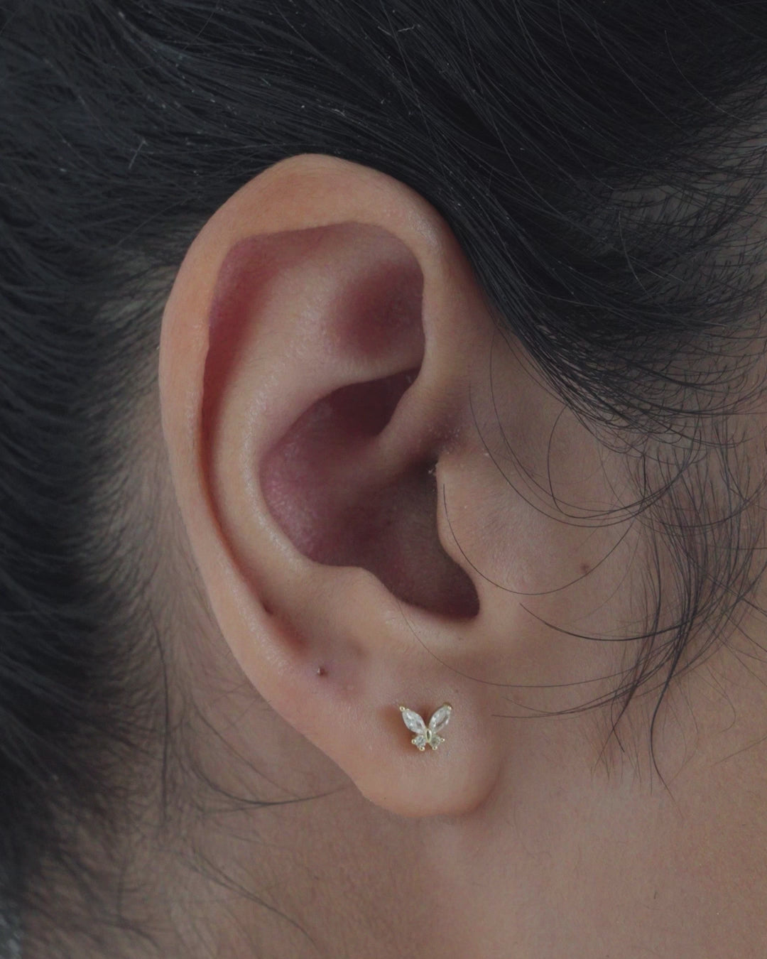 Radiant Butterfly Flat Back Screw Stud Earrings