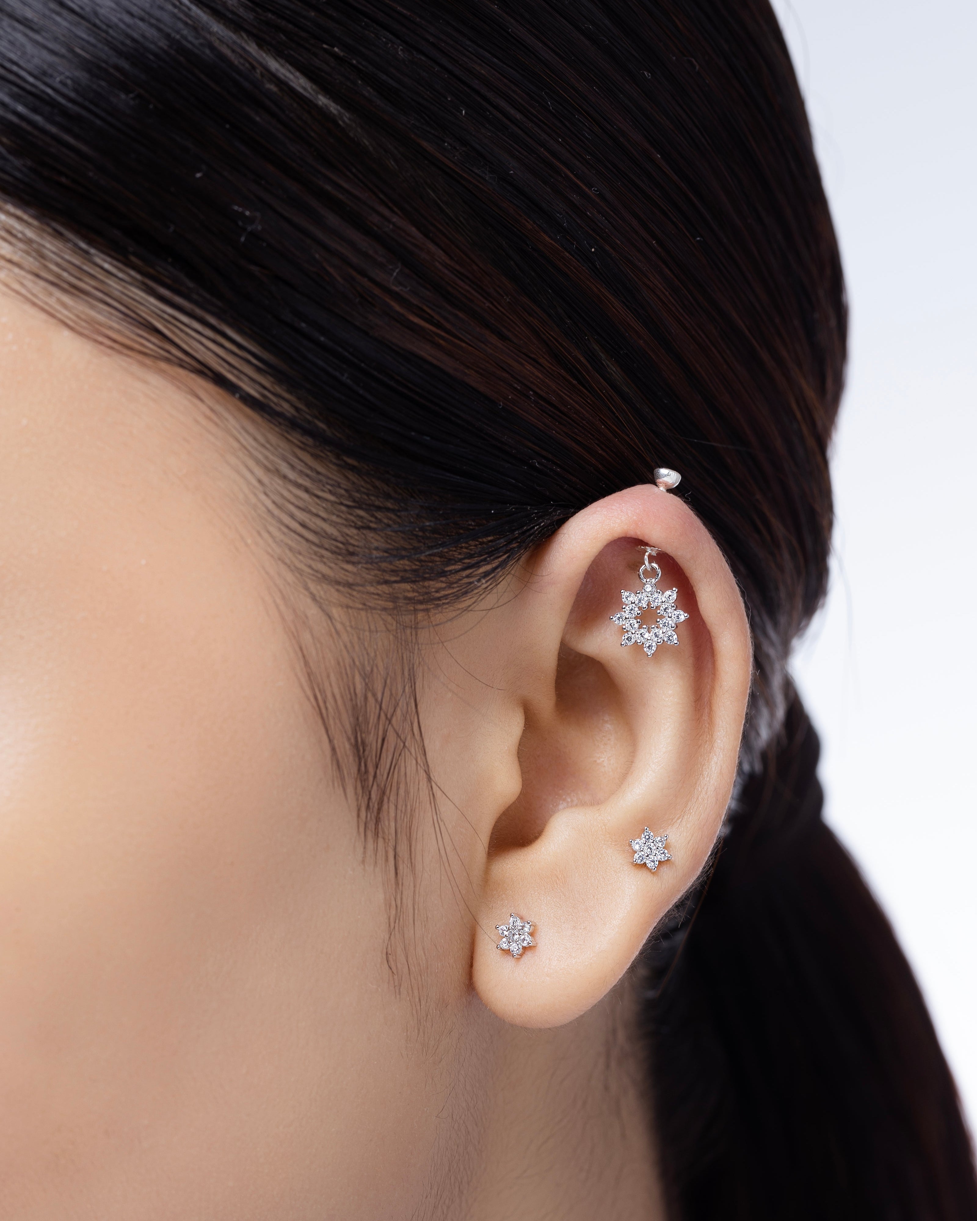 Bubble Burst Zircons Helix Hanging Earrings