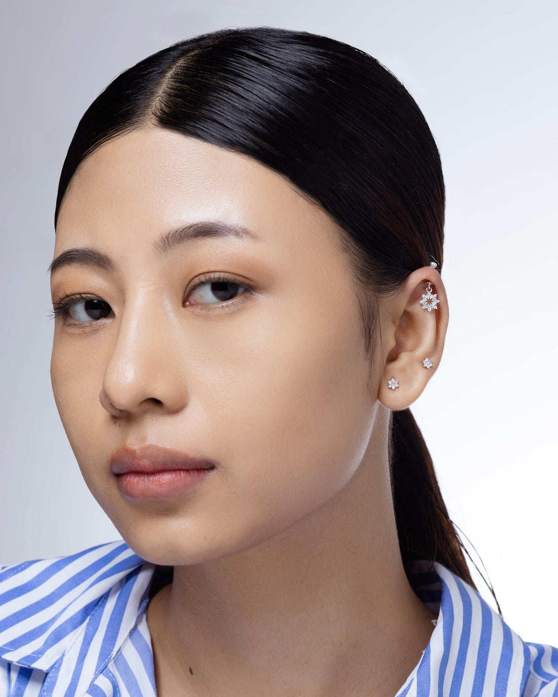 Bubble Burst Zircons Helix Hanging Earrings