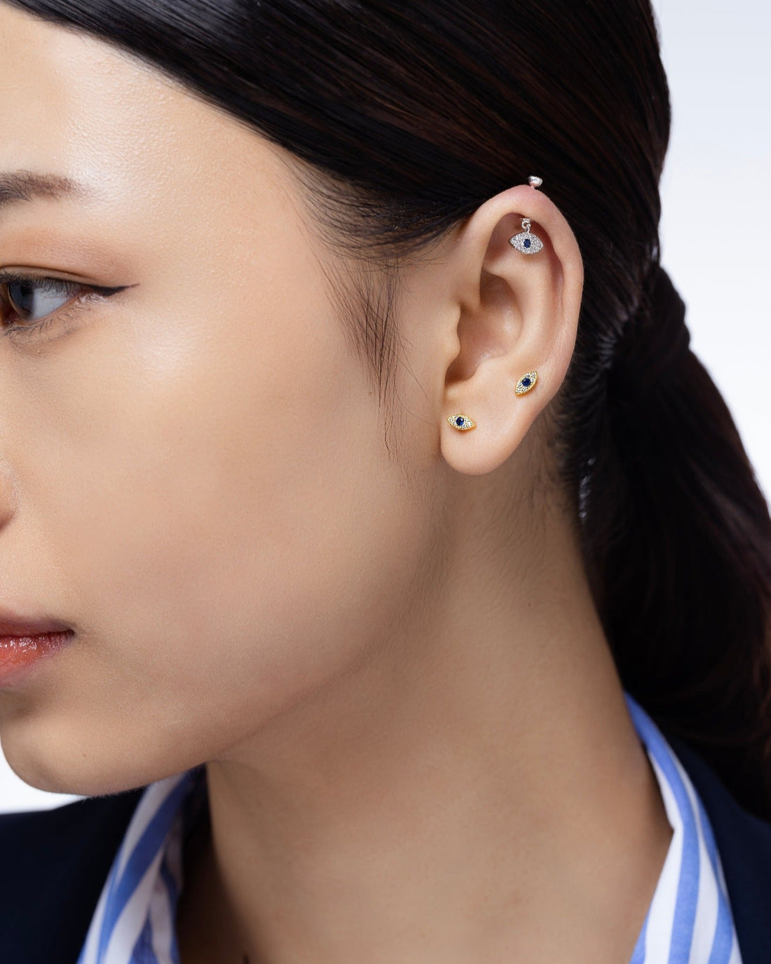 Evil Eye Earrings Stud With Zircons