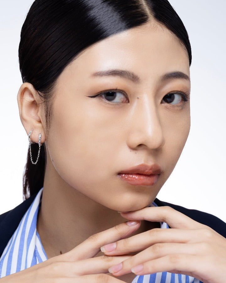 Connecting Hoop Chain Earrings