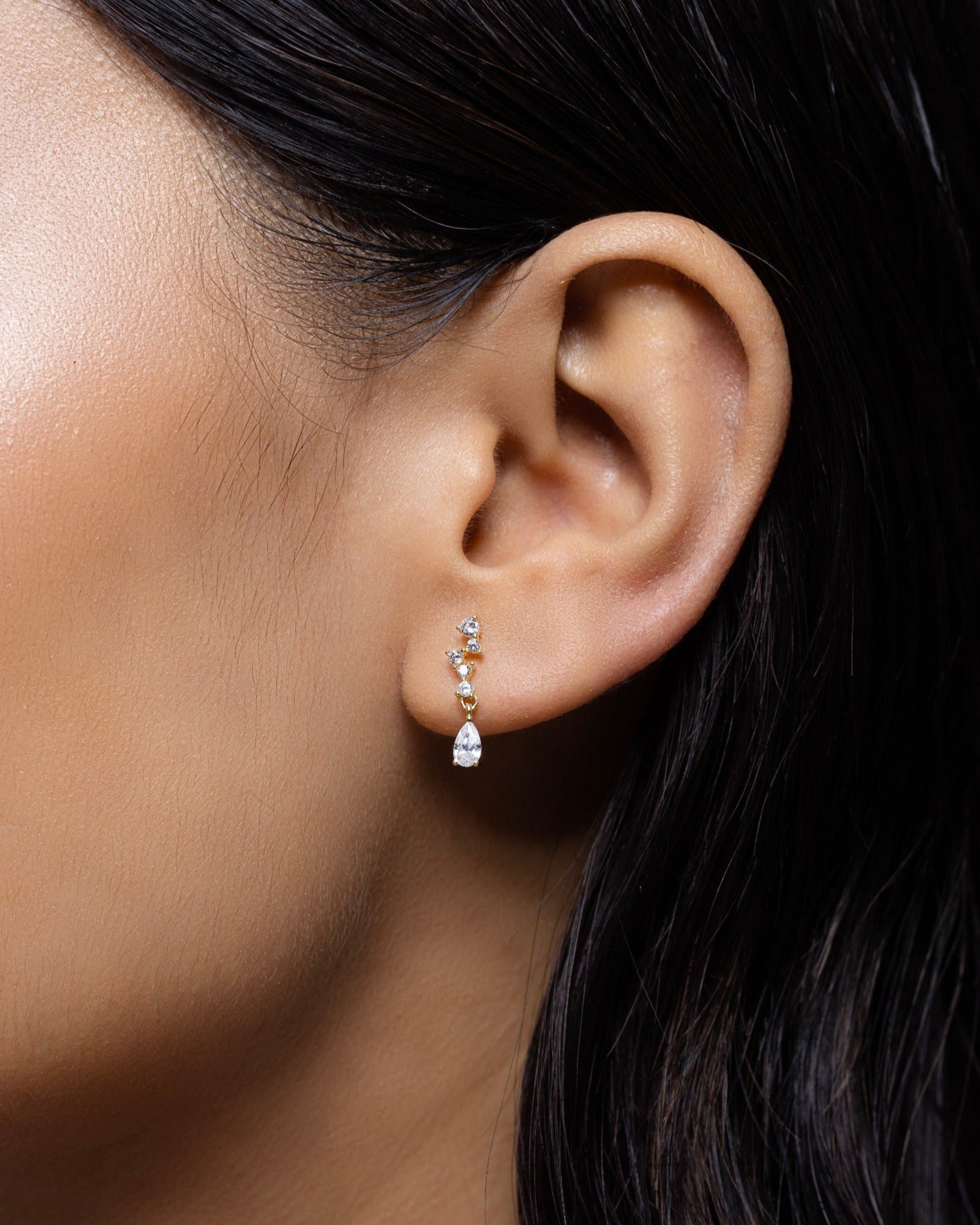 Classic Zirconia Asymmetry Stud Earrings