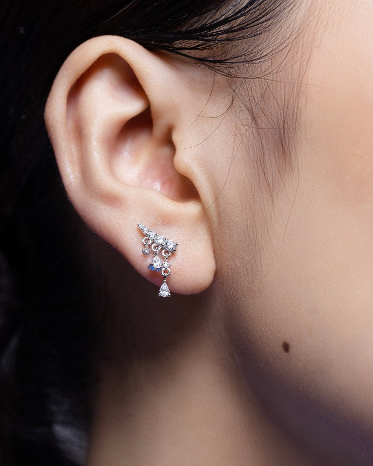 Flowing Stones Luxury Climber Stud Earrings