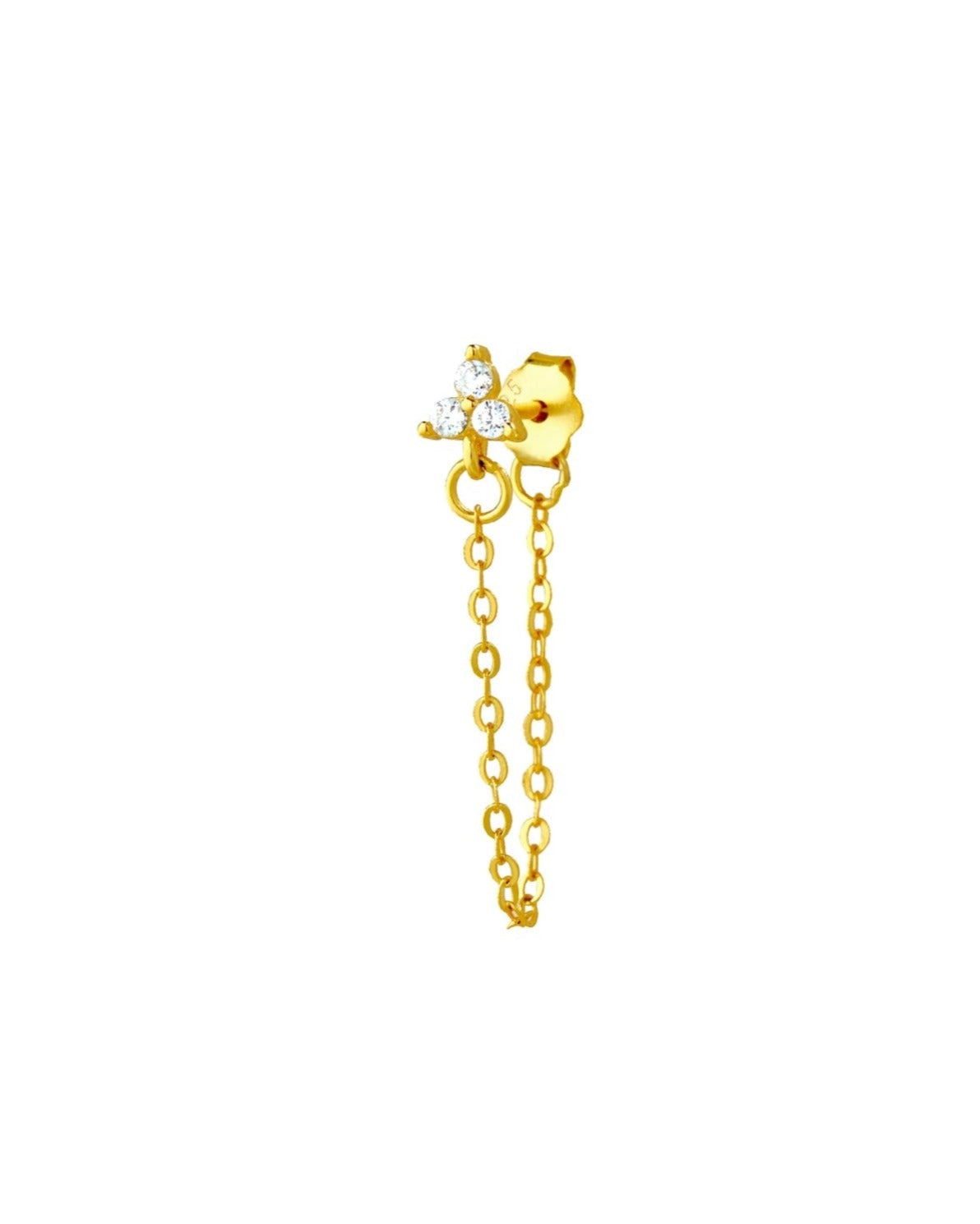 Tri Flower Dangler Chain Earrings