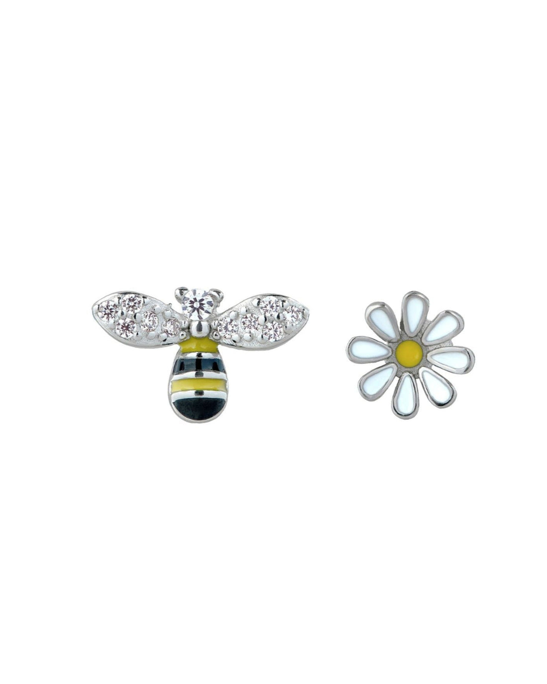 Mismatched Bee And Flower Stud Earrings
